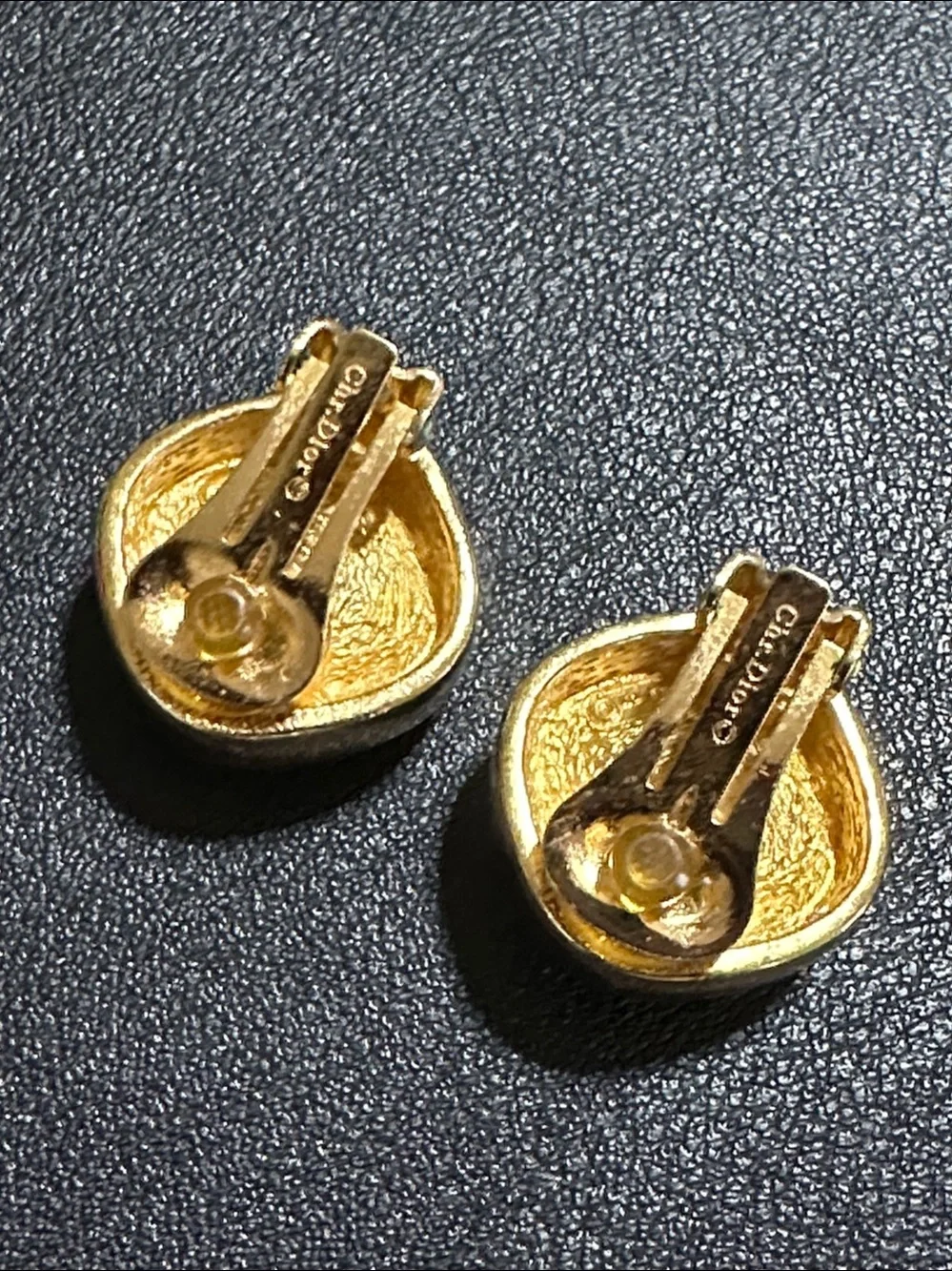 Christian Dior Gold Crystal Vintage Clip On Earrings